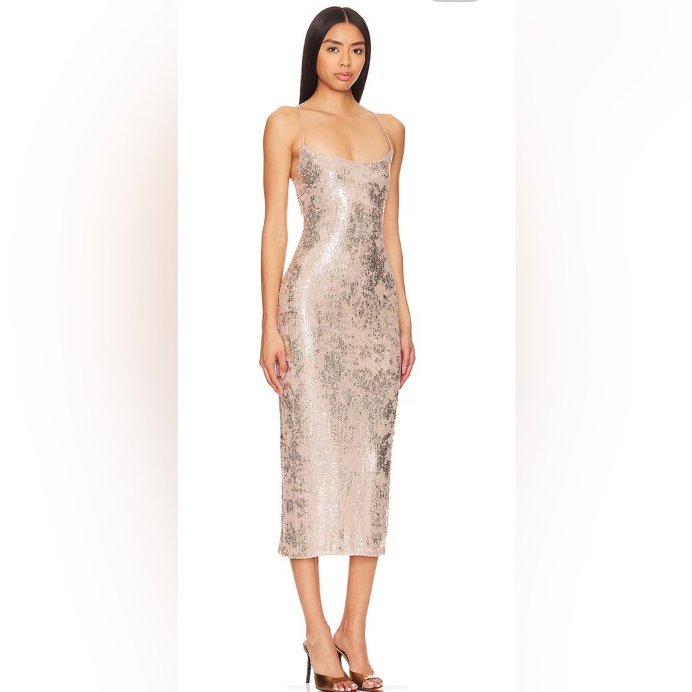 NBD Jobelle Midi Dress in Taupe BNWT